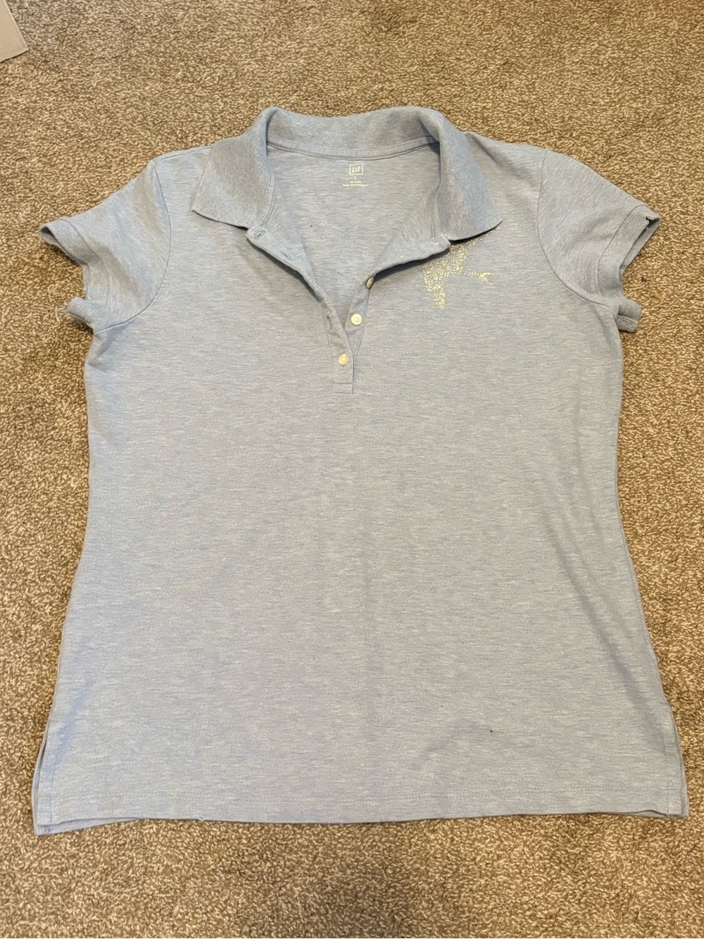 Vintage Y2K GAP Light Blue Polo Shirt with Subtle Embellishment